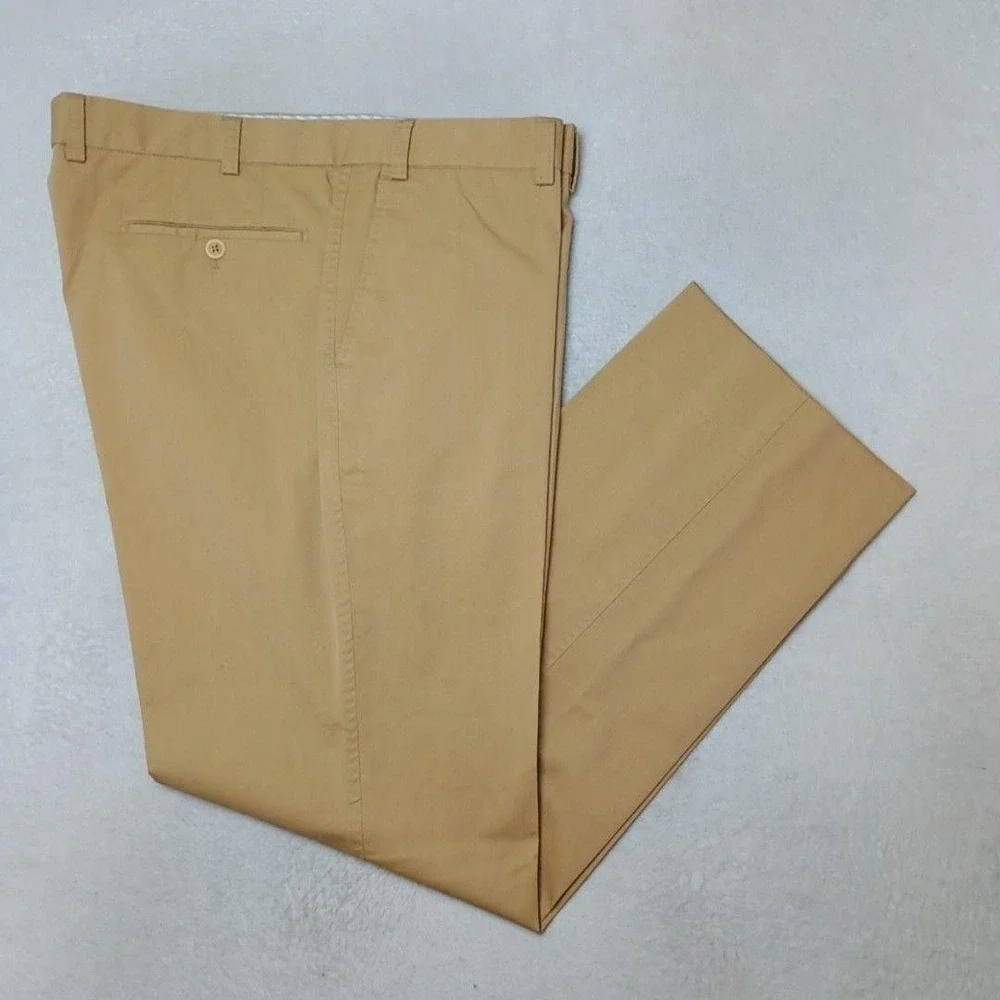 Paul Stuart Pants Men 38x30 Beige Dress Straight Flat Hartford Cotton Spandex